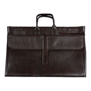 Vintage Soft Leather Hinged Briefcase Brown 18x11 Classic Work Bag Office Travel